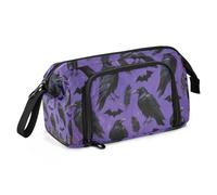 KLL Halloween Black Crow Pencil Bags Large Capacity Pencil Storage Case with Zipper for Preppy Preppy School Supplies