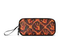 KLL Halloween Bloody Hands Orange Red Nylon Big Pencil Bag High Capacity Pencil Case for Boys Stationery Organizer for Office Preppy