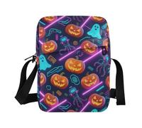 KLL Halloween Orange Pumpkin Skull men's messenger bag Vegan Leather Crossbody Small Bag For Women Shopping Shoulder Handbags