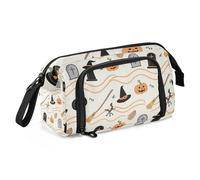 KLL Halloween Orange Pumpkin Witch Pencil poucheses Large Capacity Cases with Pencil Multifunctional for Nurse College