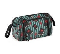 KLL Halloween Red Devil's Eye Blood Handprint Pencil poucheses Large Capacity Art Pencil Case with Slot for Man Cosmetics