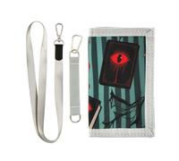 KLL Halloween Red Devil's Eye Blood Handprint Trifold Wallet Slim for Womans Unique Sturdy Wallets for Cards and Cash with Lanyard