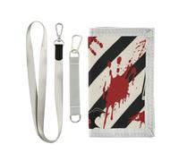 KLL Halloween Red Devil's Eye Blood Handprint Trifold Wallets with Money Clip for Women Minimalistic Lighweight Clip Wallet for Men with Lanyard