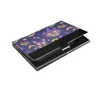 KLL Halloween Scary Cheshire Cat Slim Business Card Holder case with Leather & Stainless Steel Office Card Holder for Business Meeting Use estuche para tarjetas