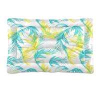 KLL Hand-Drawn Design Phoenix Neon Yellow Blue Washable Pet Sleeping Mat Soft Comfortable Anti-Slip Bottom Cat Kennel Crate Pad for Medium/Large Dogs 36" x 24"