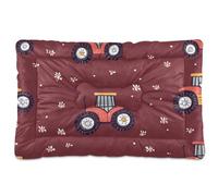 KLL Hand-Drawn Tractors Burgundy Washable Pet Mattress Non-Slip Soft Comfortable Pet Mat for Large Jumbo Medium Small Dogs 36" x 24"