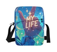 KLL Hand Gesture Two Fingers Up My Life messenger bag crossbody Vegan Leather mens shoulder bag Casual Ladies Shoulder Handbags