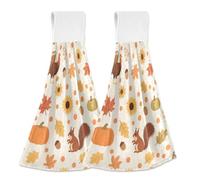 KLL hand towels with button loop 2 Pcs st Patrick's day hand towels for bathroom dish towels fall Thanksgiving Turkey Pumpkin Polka Dot