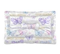 KLL Happy Birthday Cute Butterfly Washable Pet Mattress Non-Slip Soft Comfortable Pet Bed for Large Jumbo Medium Small Dogs 36" x 24"