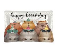 KLL Happy Birthday Cute Capycara Washable Pet Sleeping Mat Soft Comfortable Anti-Slip Bottom Kennel Pad for Large Jumbo Medium Small Dogs 36" x 24"