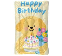 KLL Happy Birthday Dog Yellow Washable Pet Sleeping Mat Soft Comfortable Anti-Slip Bottom Kennel Pad for Large Jumbo Medium Small Dogs 36" x 24"