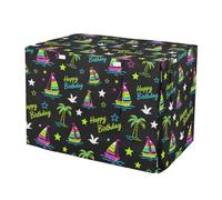 KLL Happy Birthday neon Green Seagull Boat Coconut Tree Covers for Dog Crates Privacy Wire Cage Cover Dog Crate Protector 42 Inch