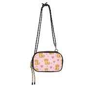 KLL Happy Cartoon Leopard Pink Small Crossbody Bag for Women Fashion with Credit Card Slots Small Shoulder Bag Go shopping