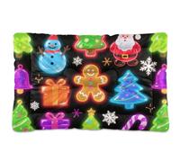 KLL Happy Christmas Fluorescent Green Christmas Trees Washable Pet Sleeping Mat Non-Slip Soft Comfortable Cat Kennel Crate Pad for Large Jumbo Medium Small Dogs 24" x 18"
