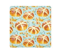 KLL Happy Easter Hot Cross Buns Self-Adhesive Toiletries Pouchs Cloth Makeup Bag Organizer Wrap Camera Lens Cloth Wrapper Makeup For Women, Happy Easter Hot Cross Buns, 21.7x21.7in