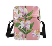 KLL Happy Easter Lily Flower Pink small messenger bag for women Vegan Leather Crossbody Bags For Women Small Casual Shoulder Handbags