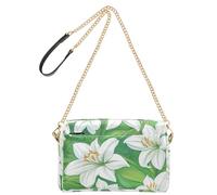 KLL Happy Easter White Lily Green Leaves Fashion Crossbody Bags For Women Vegan Leather Women's Purse Zip Shoulder Hand Bag For Woman