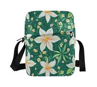 KLL Happy Easter White Lily Green Leaves messenger bag for men Vegan Leather Crossbody Bags For Women Shopping Shoulder Handbag For Travel