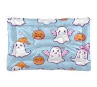 KLL Happy Ghosts Elf Halloween Theme Washable Dog Cat Bed Non-Slip Soft Comfortable Kennel Pad for Medium/Large Dogs 24" x 18"