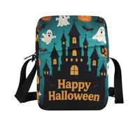 KLL Happy Halloween Black Castle messenger bag crossbody Vegan Leather over the shoulder bags for men Shopping Shoulder Hand Bags