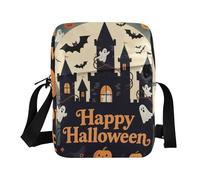 KLL Happy Halloween Black Castle messenger bag for women crossbody Vegan Leather Small Crossbody Bag Women Shopping Shoulder Handbags