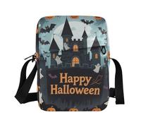 KLL Happy Halloween Black Castle messenger bags for women Vegan Leather crossbody bag men Travel Lady Shoulder Handbags