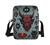 KLL Happy Halloween Black Devil messenger bag for women crossbody Vegan Leather crossbody bag men Travel Lady Shoulder Handbags