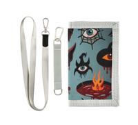 KLL Happy Halloween Black Devil Trifold Men Wallet for Womans Unique Casual Men's Wallet with Lanyard
