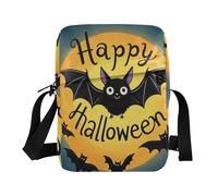 KLL Happy Halloween Cartoon Cute Black Bat messenger bag for women Vegan Leather shoulder bags Casual Shoulder Hand Bag For Woman