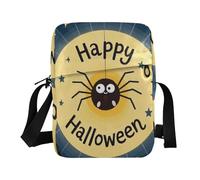 KLL Happy Halloween Cartoon Cute Black Spider messenger bag for men Vegan Leather mens shoulder bags crossbody Travel Woman Handbag Shoulder Strap