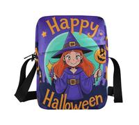 KLL Happy Halloween Cartoon Cute Witch crossbody messenger bag Vegan Leather Small Crossbody Bag For Women Shopping Shoulder Handbags