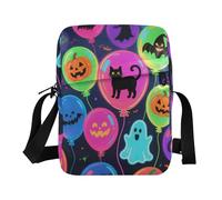 KLL Happy Halloween Colorful Balloon men's messenger bag Vegan Leather crossbody bag Casual Shoulder Handbags