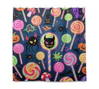 KLL Happy Halloween Colorful Candy Ghosts Decorative Waterproof Curtains for the Bathroom with Hook Polyester Stuff Machine Washable Material Shower Curtain Liners for Home Bath Fall Decor Halloween