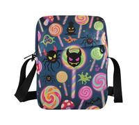 KLL Happy Halloween Colorful Candy Ghosts mens messenger bag crossbody Vegan Leather shoulder bags Shopping Shoulder Handbags