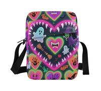 KLL Happy Halloween Colorful Candy Ghosts messenger bag for women crossbody Vegan Leather Shoulder Bag Shopping Shoulder Handbag For Travel