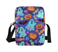 KLL Happy Halloween Colorful Candy Ghosts small messenger bag for women Vegan Leather Small Crossbody Bags Casual Woman Handbag Shoulder Strap