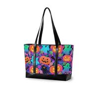 KLL Happy Halloween Colorful Candy Ghosts Waterproof bag for women travel with zipper tote bags for work Large Handbag for travel with tablet maletin ejecutivo para mujer