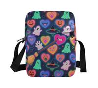 KLL Happy Halloween Colorful Heart men's messenger bag Vegan Leather Small Crossbody Bags Casual Shoulder Handbag