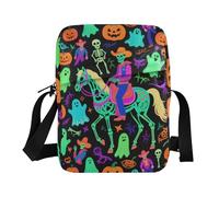 KLL Happy Halloween Cowboy Skeleton messenger bag for women Vegan Leather mens shoulder bag Shopping Handbag For Travel