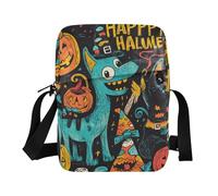 KLL Happy Halloween Dog Black Cat Pumpkins mens messenger bag Vegan Leather mens shoulder bags crossbody Shopping Shoulder Handbag