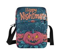 KLL Happy Halloween Pink Pumpkins small messenger bag for men Vegan Leather over the shoulder bags for men Shopping Lady Shoulder Handbags