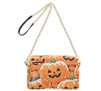 KLL Happy Halloween Pumpkin Orange Fashion Small Crossbody Bags Vegan Leather Purse Bag Waterproof Shoulder Handbags