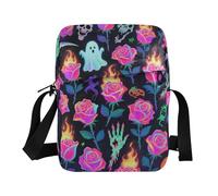 KLL Happy Halloween Red Rose mens messenger bag crossbody Vegan Leather shoulder bag men Shopping Woman Handbag Shoulder Strap
