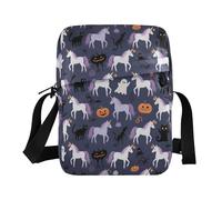 KLL Happy Halloween White unicorns mens messenger bag crossbody Vegan Leather Crossbody Bags For Women Small Travel Shoulder Handbags
