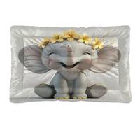 KLL Happy Little Gray Elephants Washable Pet Sleeping Mat Soft Comfortable Anti-Slip Bottom Dog Crate Pad for Medium/Large Dogs 24" x 18"