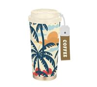 KLL Hawaiian Style Beach Vacation Stainless Steel Coffee Tumbler With Lid designed On The Go Coffee Mug For Hot Cold Drinks 17 oz Spill Proof