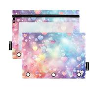 KLL Heart Bubble Dream Color Pencil Bags 3 Hole Punch for 3 Rings Binders Case with Three Rings for Examination Home Travel Cards Storage Container