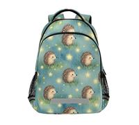 KLL Hedgehog Stars Cute Animals waterproof school backpack for kids with chest strap books bag for 5th grade school boys girls mochilas para la escuela