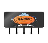 KLL Hello Cartoon Cute Orange Basketball Keys Holder on Wall with Mail Organizer & 5 Self-Adhesive Hanging Wall Hanger for Home Improvement Living Room Hallway