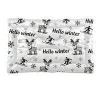 KLL Hello Winter Deer Black and White Washable Pet Sleeping Mat Soft Anti-Slip Pet Mat for Large Jumbo Medium Small Dogs 24" x 18"